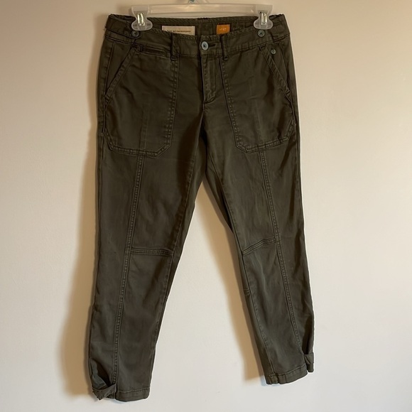 Pilcro and the Letterpress Hyphen Pants 27 Olive Green Skinny Utility Casual - Picture 3 of 16